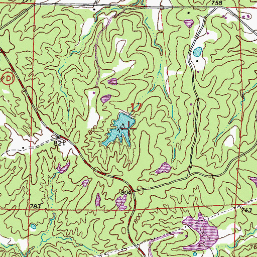 Topographic Map of Embree Lake Dam, MO