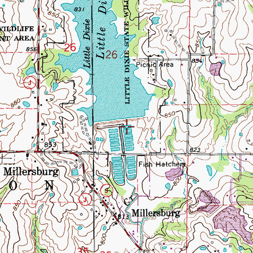 Topographic Map of Little Dixie Dam, MO
