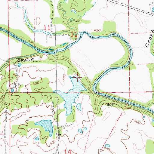 Topographic Map of Touchette Lake Dam, MO