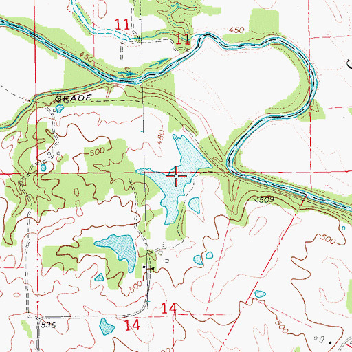 Topographic Map of Touchette Lake, MO