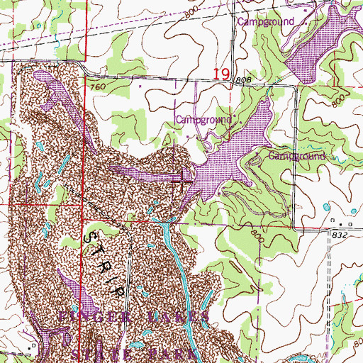Topographic Map of Columbia Sportsmans Club Lake Dam, MO