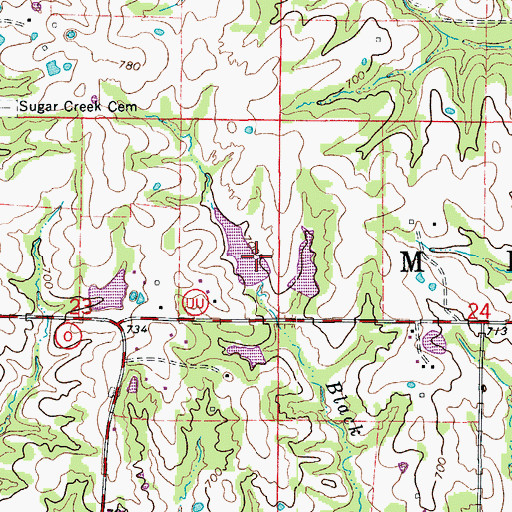Topographic Map of Cedar Lake Section 23 Dam, MO