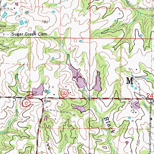 Topographic Map of Cedar Lake, MO