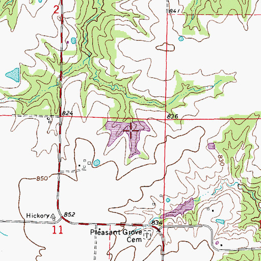 Topographic Map of Ed Whalen Lake, MO