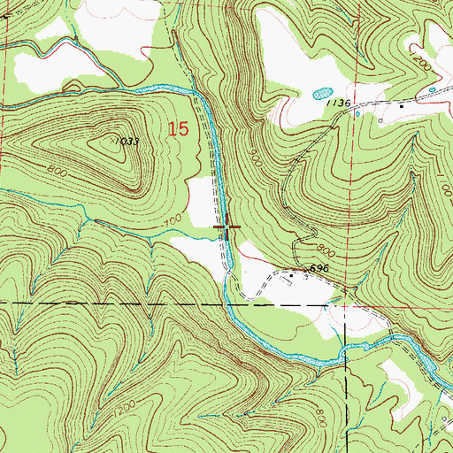 Topographic Map of Akins Creek, AR
