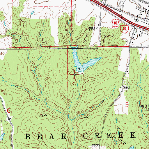 Topographic Map of Gryder Lake Dam, MO
