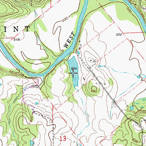 Topographic Map of Terbrock Lake Dam, MO