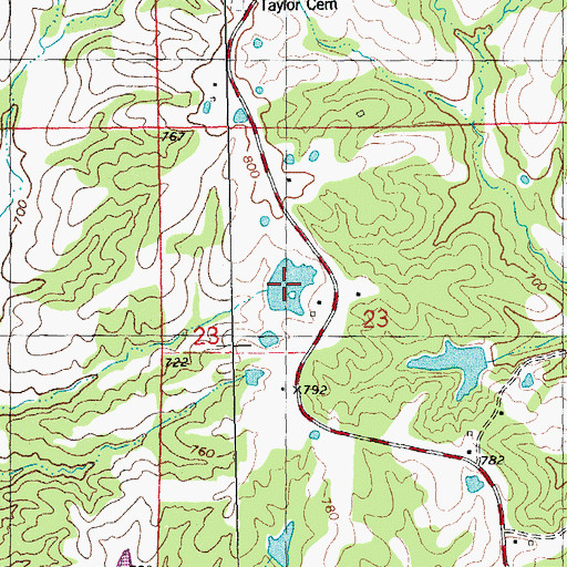 Topographic Map of Taylor Lake, MO
