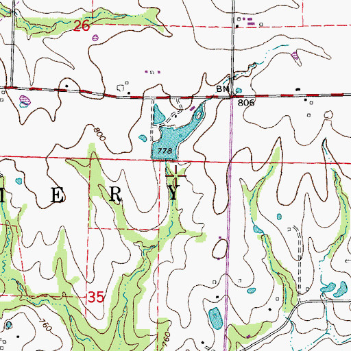 Topographic Map of Werges Lake Dam, MO