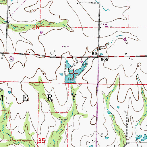 Topographic Map of Shore Crest Lake, MO