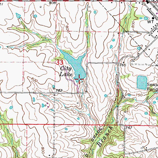 Topographic Map of Wellsville City Lake Dam, MO