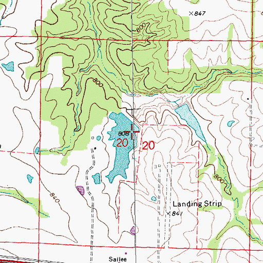 Topographic Map of Easterday Dam, MO