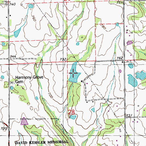 Topographic Map of Emert Lake, MO