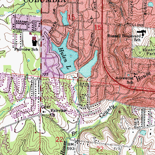 Topographic Map of Hulen Lake East Dam, MO