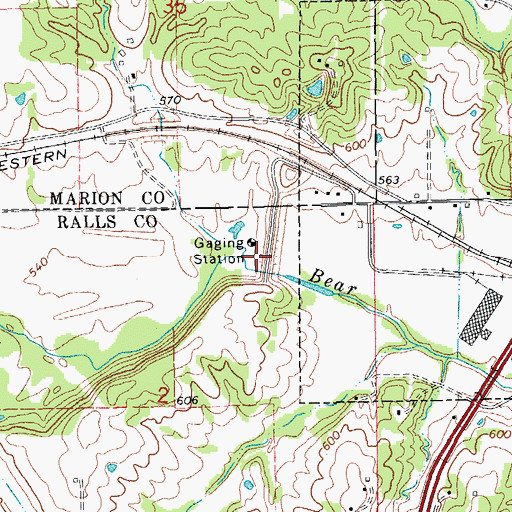 Topographic Map of Bear Creek Dam, MO