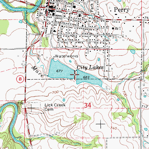 Topographic Map of Perry City Dam Number 2, MO