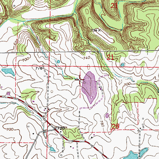 Topographic Map of Pointdexter Lake Dam, MO