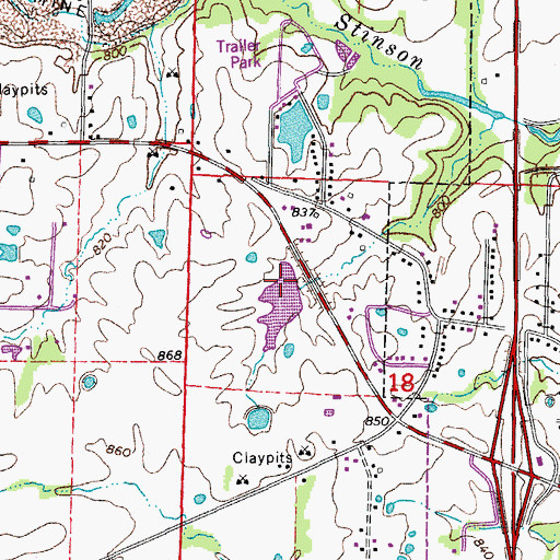 Topographic Map of Hauck Lake Dam, MO