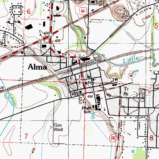 Topographic Map of Alma, AR