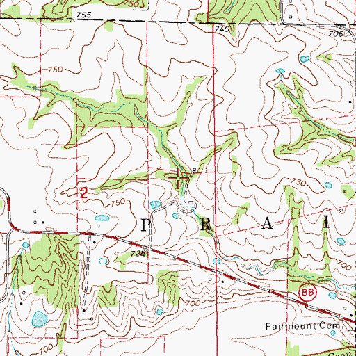 Topographic Map of Ehrlick Lake, MO