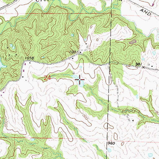 Topographic Map of Komer Lake Dam, MO