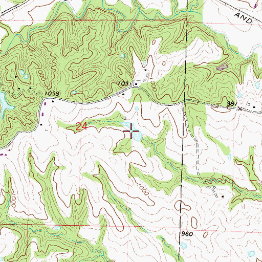 Topographic Map of Komer Lake, MO