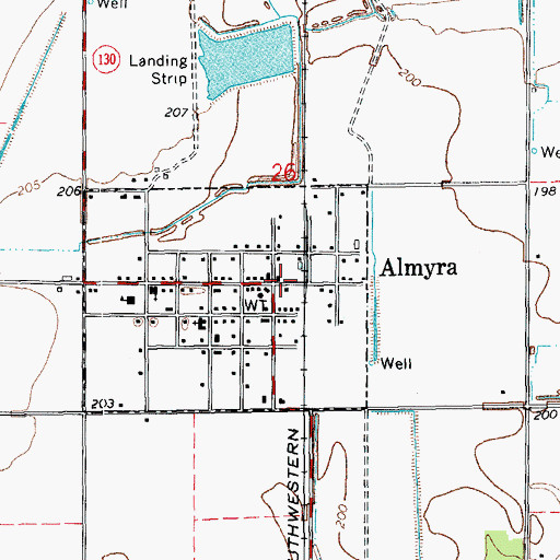 Topographic Map of Almyra, AR
