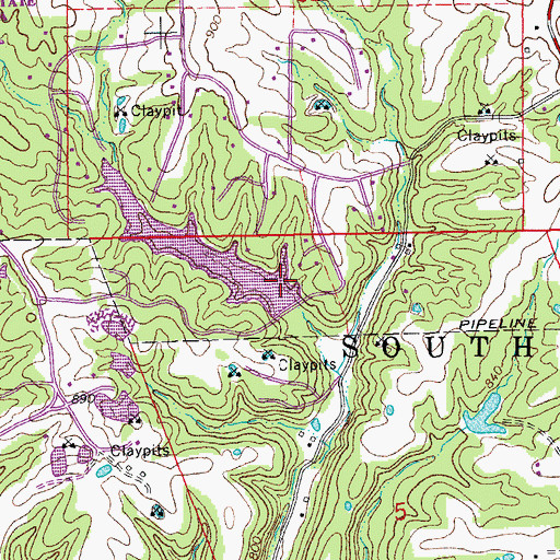 Topographic Map of Woodridge Lake Dam, MO