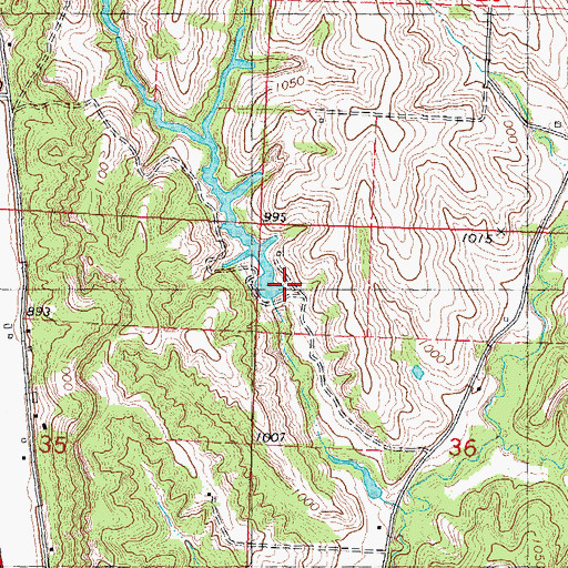 Topographic Map of Lowell Pierce Dam, MO