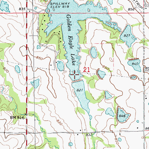 Topographic Map of Golden Eagle Lake Dam - Upper, MO