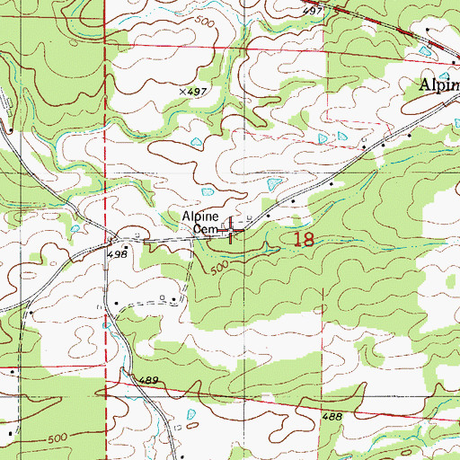 Topographic Map of Alpine Cemetery, AR
