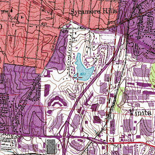 Topographic Map of Lake Sherwood Dam, MO