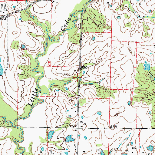 Topographic Map of Lake Lavista Dam, MO