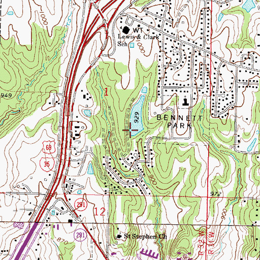 Topographic Map of Holly Lake Dam, MO