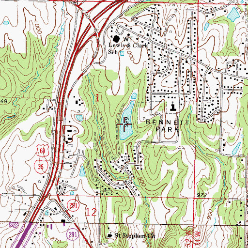Topographic Map of Holly Lake, MO