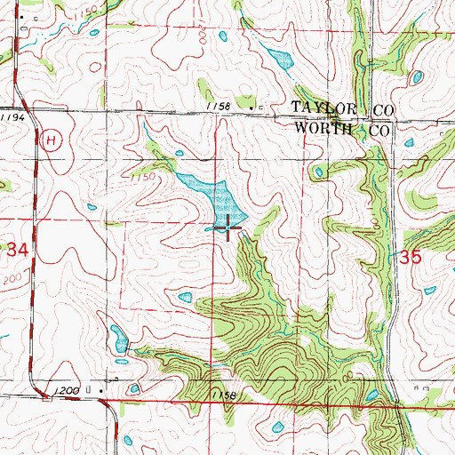 Topographic Map of Platte River Tributaries Watershed Dam 1-B, MO
