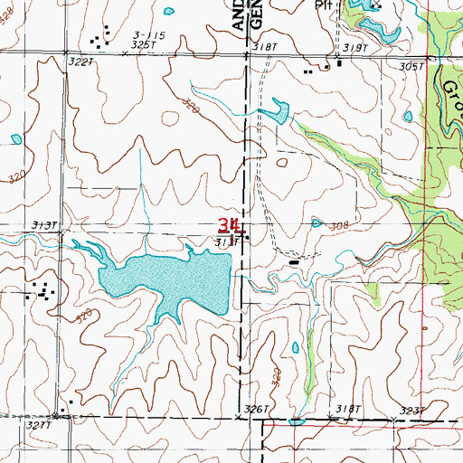 Topographic Map of Culver Lake Dam, MO