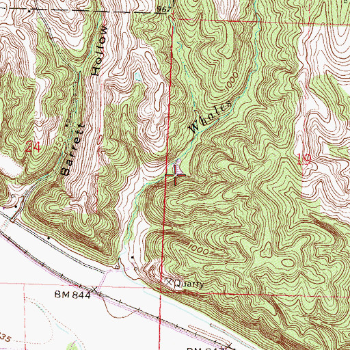 Topographic Map of Frank Milne Dam, MO