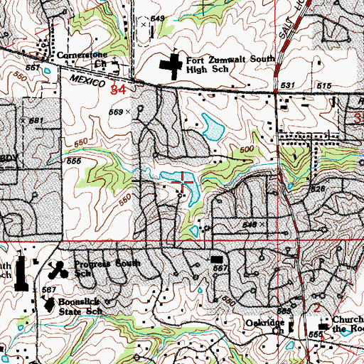 Topographic Map of Oakridge Estates Lake, MO