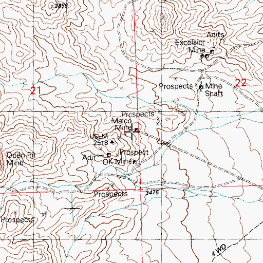 Topographic Map of Malco Mine, AZ