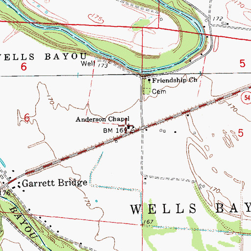 Topographic Map of Anderson Chapel Baptist Church, AR