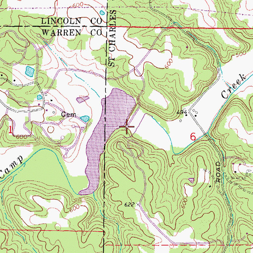 Topographic Map of Incline Village Lake Dam, MO
