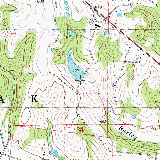 Topographic Map of Hillside Gardens Lake Dam, MO