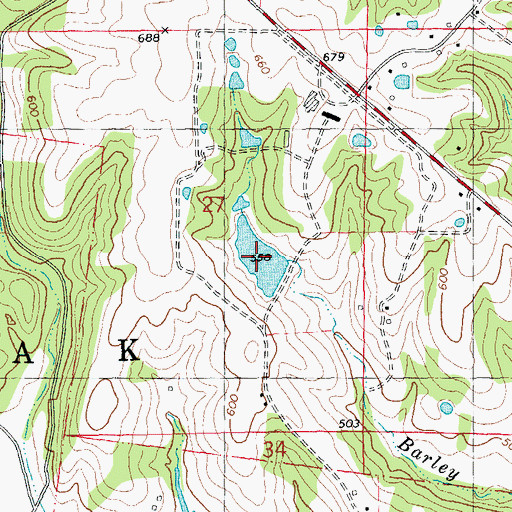 Topographic Map of Hillside Gardens Lake, MO