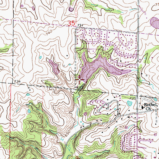 Topographic Map of Cedar Lake Dam, MO