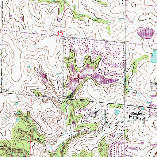 Topographic Map of Cedar Lake, MO