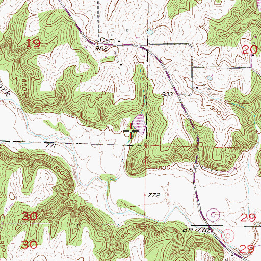 Topographic Map of Koetting Lake Dam, MO