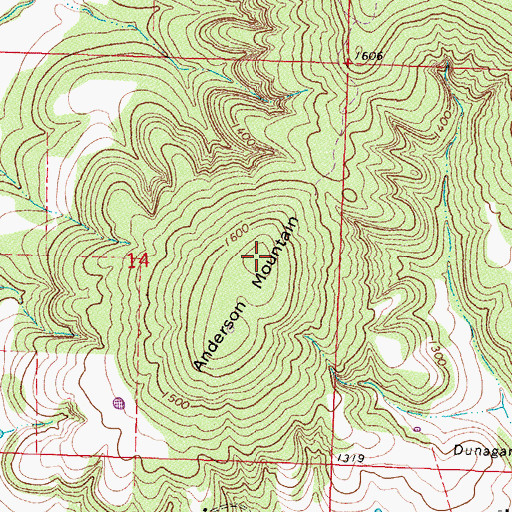Topographic Map of Anderson Mountain, AR
