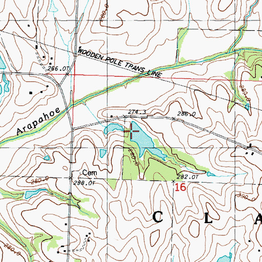 Topographic Map of Dysart Lake Dam, MO