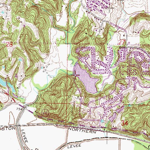 Topographic Map of Enoch Lake Dam, MO